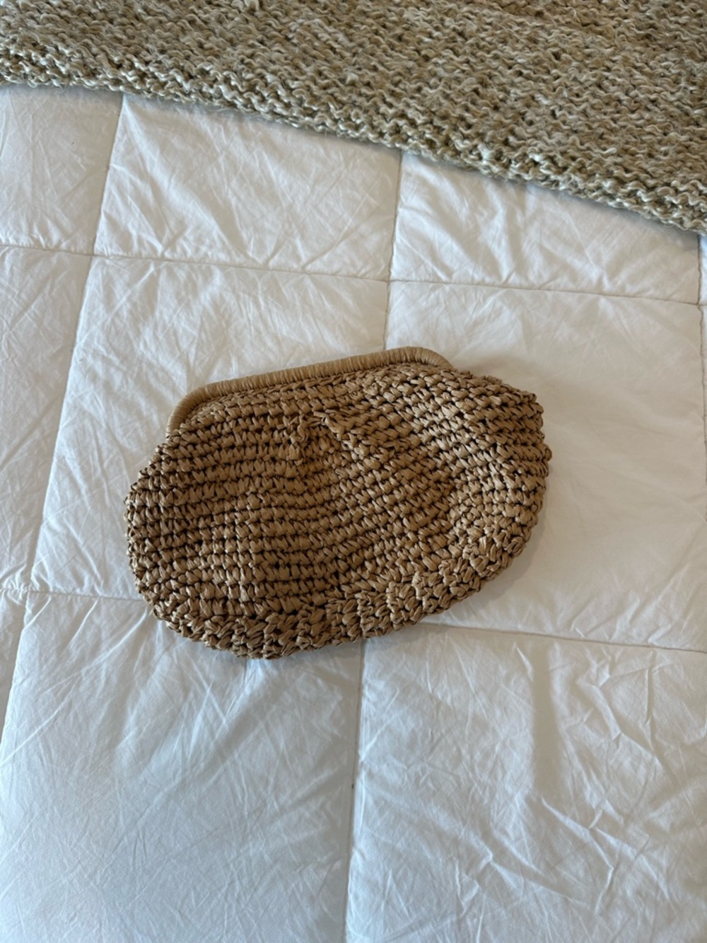 Handwoven Straw Clutch Bag in Natural Tan